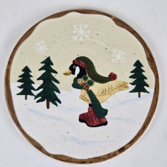 Set of 4 Winter Critter Stoneware Beverage Coasters Cork Backing Round Glazed - Picture 5 of 8